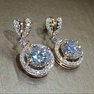 New 18k gold plated diamond earrings